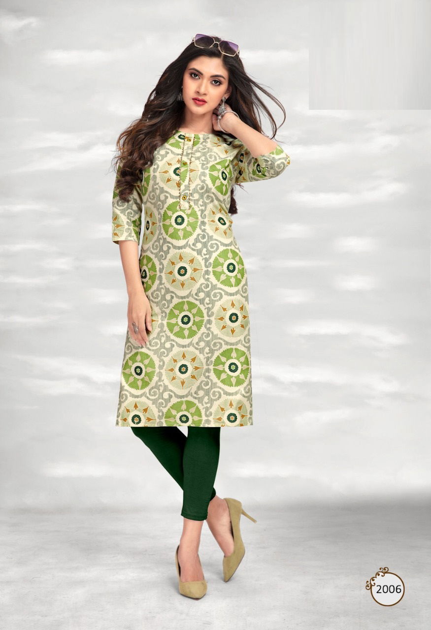 Traditional 2 Cotton Regular Wear Printed Designer Kurti Collection
